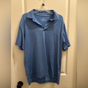 Vineyard Vines Polo Shirt Mens Medium Blue Stripes Performance Stretch Golf